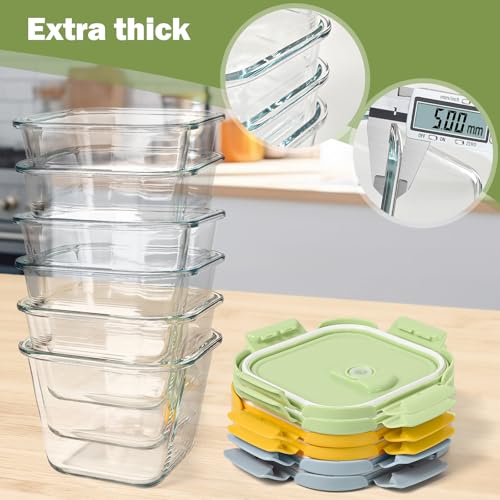 Borosilicate Glass Soup Containers with Lids, 4 Cup/32 oz, 6 Pack | Microwave Dishwasher Oven Freezer Safe | Airtight Leak Proof | Food Grade | Square Soup Meal Prep | Lunch | Food Storage Set - color: Multicolor6
