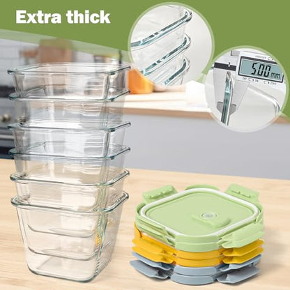 Borosilicate Glass Soup Containers with Lids, 4 Cup/32 oz, 6 Pack | Microwave Dishwasher Oven Freezer Safe | Airtight Leak Proof | Food Grade | Square Soup Meal Prep | Lunch | Food Storage Set - color: Multicolor6