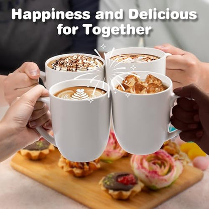 Urbanstrive 16 oz Large Coffee Mug with Handle Tea Cup Novelty Coffee Cup Idea Gift for Men Women Office Work, White (White) - color: White