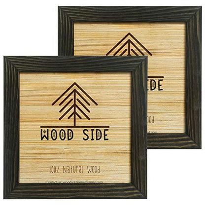 Rustic Wooden Square Picture Frames 4x4 - Set of 2-100% Natural Solid Eco Wood with Real Glass for Wall Mounting and Tabletop Display Photo Frame - Charcoal - color: Charcoal