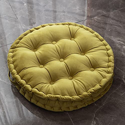 Large Floor Cushion 24x24 Inch Olive Round Seat Cushion for Outdoor Patio Chairs Soft Velvet Pillow Yoga Meditation Cushions - color: Olive