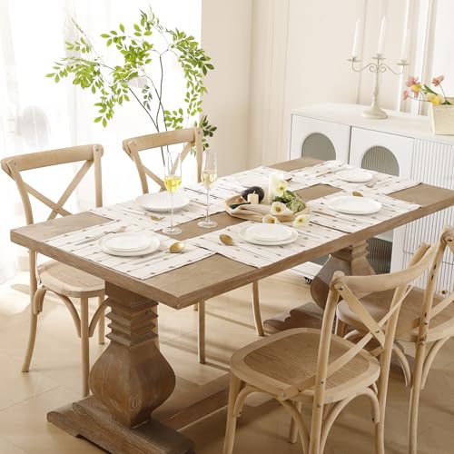 Boho Placemats 13 x 19 Set of 6 for Dining Table Decor Khaki Beige | Durable Fabric,Woven Cloth Place Mats for Farmhouse Rustic Kitche Home Decor,Cotton Placemats,Table mats - size: Set of 6