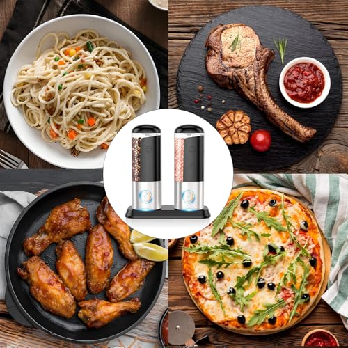 Rechargeable Salt Mill Pepper Grinder: Electric Salt and Pepper Mill Set Automatic Salt Grinder Adjustable Pepper Mills Refillable Salt Pepper Grinders Large Capacity Automatic Salt Shaker - color: Black Grey