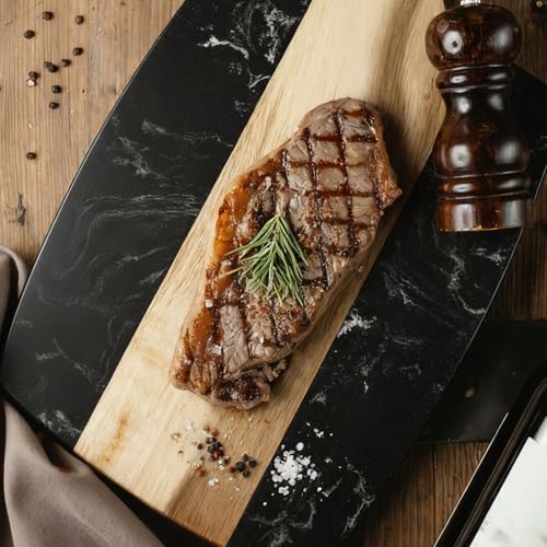 Marble charcuterie board: Acacia wood marble chopping board - suitable for kitchen, great gift for friends (black) - color: Black