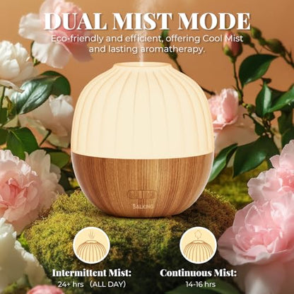 SALKING Essential Oil Diffuser for Home, 300ml Aromatherapy Diffuser Quiet | Ultrasonic Diffusers for Essential Oils, 8 Color LED Lights, Cool Mist Humidifier, Auto Shut-Off, Large Room, Bedroom, Office - color: 300ml