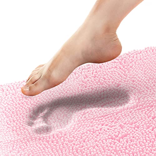 Bathroom Rugs, Extra-Thick Memory Foam Bath Mat, Ultra-Soft Chenille Microfiber, Highly Absorbent, Machine Washable, Shaggy Bath Mats for Bathroom, Non-Slip (21x32 + 20x22, 2pcs) Lt Pink - color: Light Pink, size: 21 x 32 + 20 x 22 - No Cutout