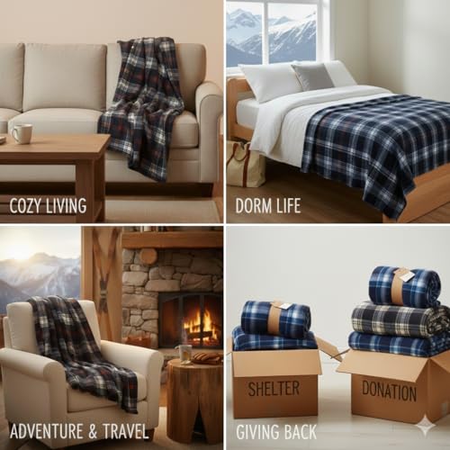 Trail maker 50x60 Throw Blankets, Plaid Fleece Throw Blankets for Bedroom, Couch, Livingroom, Chair, Pets, Outdoors - color: Green