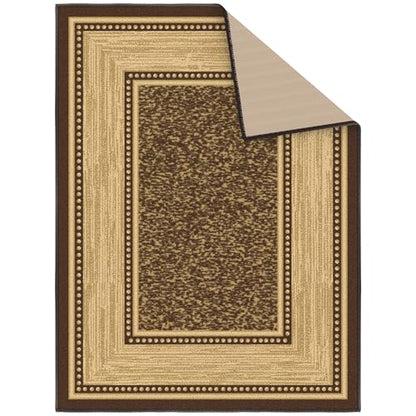 Ottomanson 2x3 Entryway Rug – Non-Slip Small Area Rugs - color: Border Dark Brown, size: 2'3" x 3' (Mat)
