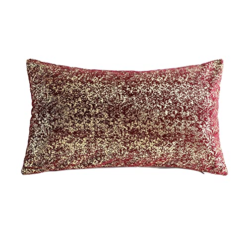 Deeprove 12 x 20 Throw Pillow Cover, Both Sides Metallic Sparkle Gold Foil Print, Decor Soft Velvet Hidden Zipper Closure Accent Pillow Cushion Case for Couch, Lumbar, Oblong 1 Pack, Eggplant Purple - color: Eggplant Purple, size: 20" x 12" (Pack of 1)