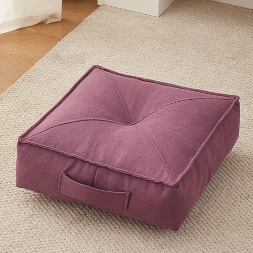 Square Tufted Floor Pillow 8" Extra Thick Floor Pillow Cushion for Adults, Meditation Cushion Pillows, Large Floors Sitting for Tatami Living Room Or Yoga(Purple,50 * 50 * 15 Square) - color: Purple, size: 50*50*15 Square