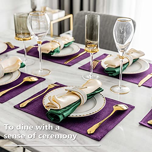 Home Brilliant Cloth Placemats Set of 4 Heat Resistant Dining Table Place Mats for Kitchen Table, 13 x 19 inches, Purple - color: Purple, size: Placemats 13" x 19", Set of 4