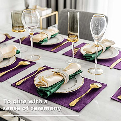 Home Brilliant Cloth Placemats Set of 4 Heat Resistant Dining Table Place Mats for Kitchen Table, 13 x 19 inches, Purple - color: Purple, size: Placemats 13" x 19", Set of 4