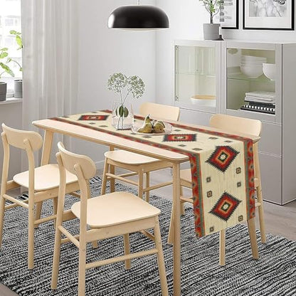 Retro Aztec Table Runner, Western Native American Tribal Art Printed Runner for Home Kitchen Dining Table Party 13x36in - color: Aztec-7, size: 13x36in