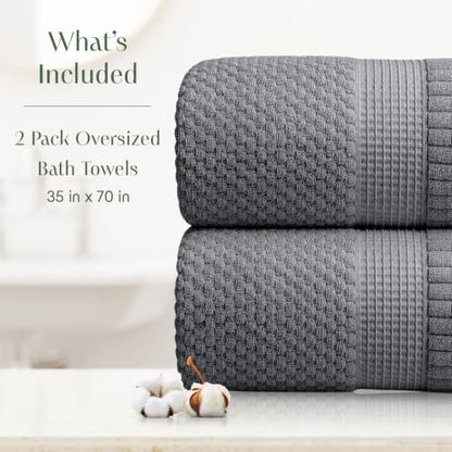 2 Pack Oversized Bath Towels 100% Cotton | Grey Towels | Oeko‑TEX Standard 100 | Soft & Absorbent, Quick‑Dry | Trinity Collection - Charcoal - color: Charcoal, size: Oversized Bath Towels (2 Pack)