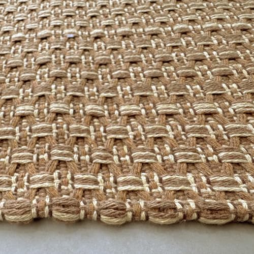 Tan Brown Boho Braided Entryway Rug 2x3 ft,Solid Indoor Small Area Doormat | Neutral solid braided mat suitable for front porch,bathroom,kitchen and bedroom indoor daily use - size: 2'x3'(Rectangular)