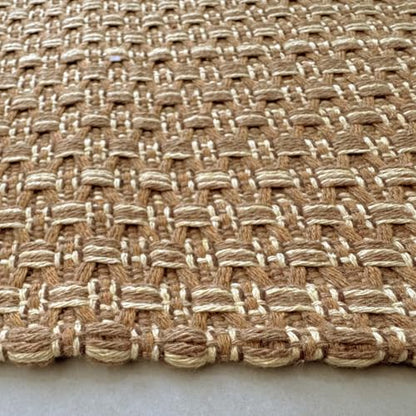 Tan Brown Boho Braided Entryway Rug 2x3 ft,Solid Indoor Small Area Doormat | Neutral solid braided mat suitable for front porch,bathroom,kitchen and bedroom indoor daily use - size: 2'x3'(Rectangular)