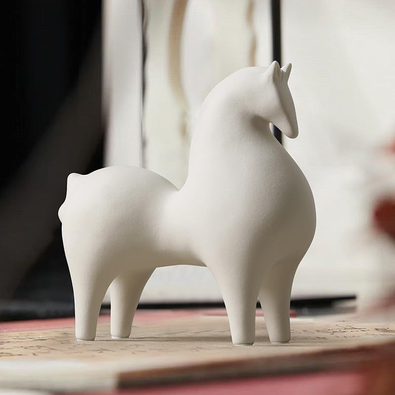 Modern Simple Ceramic White Horse Living Room Home Office Decoration (Small White Horse) - size: samll