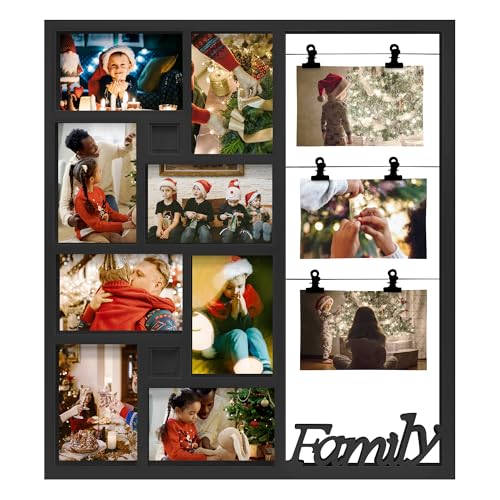Jerry & Maggie Family Photo Frame, 11 Pictures Frame Multi Selfie Gallery Collage, Family Picture Frames Collage Wall Decor, No Assembly Needed, Assorted Frames for Gallery Wall (Black) - color: Black, size: 11 Opening