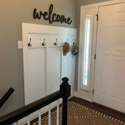 Wooden Black Welcome Sign for Backdrop, Word Art Welcome Wall Decor for Front Door Living Room Entryway Gallery and Outdoor