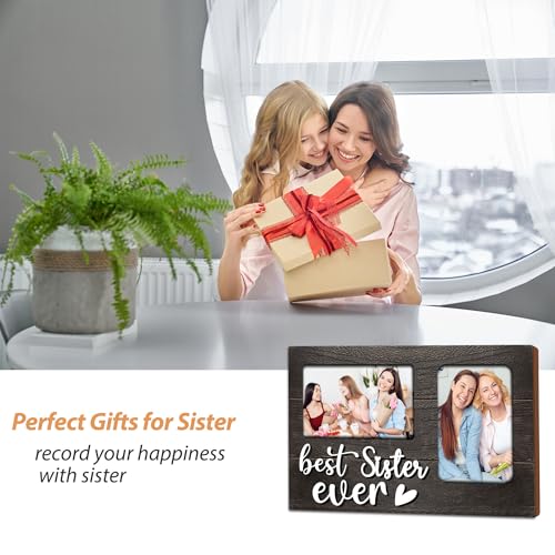 Sister Gifts, Mothers Day Sisters Gift from Sister, 3D Photo Frame Hold 4x6 Inches Two Photos - Picture Frame Present for Galentines Day - color: Sister