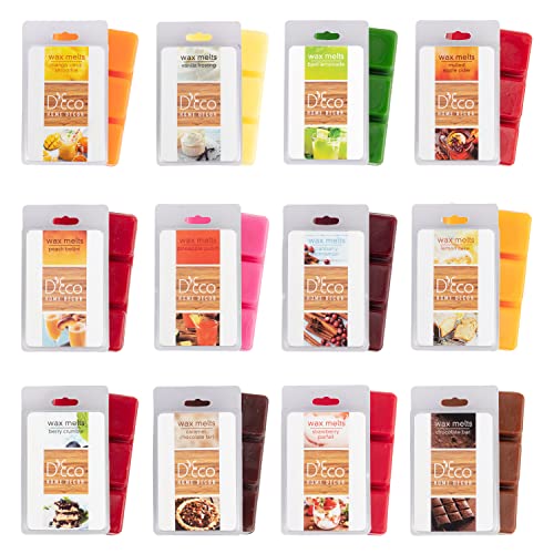 D'Eco Sweet Treats Scented Wax Melts, Variety Pack Home Fragrance, 12 Pack | Long Lasting Scented Tarts for Wax Warmers, Premium Assortments Fill Home with Delicious Fragrance, Vanilla, Chocolate, Berry