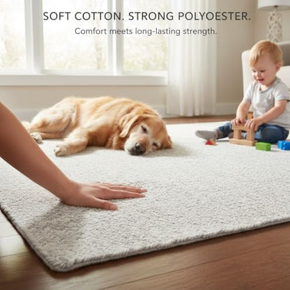 Super Area Rugs Farmhouse Braided Rugs 2X3, Soft Cotton Kitchen Rugs, Rectanglular Woven Braided Rug for Bedside, Gray & White, 2' X 3' Rectangle - color: Gray & White, size: 2' x 3' (Rectangular)