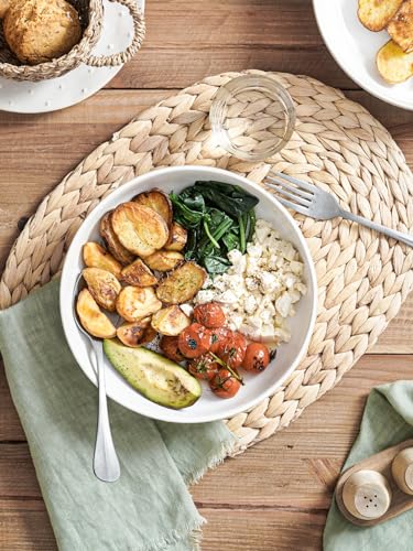 LE TAUCI Pasta Bowls 46oz, Large Salad Bowl, Ceramic Embossment Stoneware Serving Plate Bowl for Fruits, Noodle, Dinner, House-warming Wedding Present - 9 Inch, Set of 4, Arctic White - size: 9 Inch