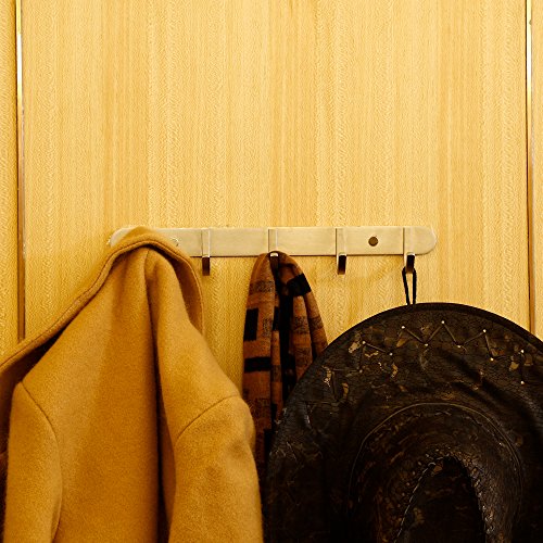Coat Hook Rail Brushed Nickel 14-inch Towel Rack Wall Mounted with 5 Hooks/Durable Coat Hangers for Bedroom, Bathroom, Foyer, Hallway/304Stainless Steel/Easy to Install/Rust and Water Proof - size: 5 Hooks