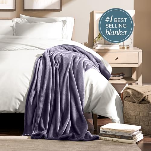 Bare Home Fleece Blanket Luxury Microplush (Full/Queen, Dusty Purple) | Ultra-Soft Lightweight Blanket for Bed, Sofa, and Couch, Cozy & Warm Blanket - color: 17 - Dusty Purple, size: Full/Queen