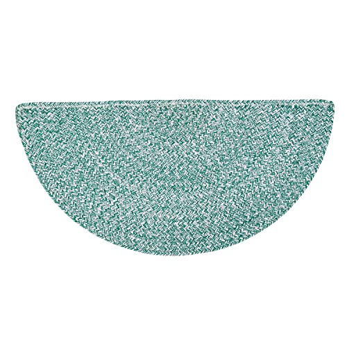 Super Area Rugs Farmhouse Braided Rug Cotton Kitchen Reversible Carpet Light Green & White, 20" X 40" Half Circle - color: Light Green & White, size: 1'8" x 3'4" (Semicircular)