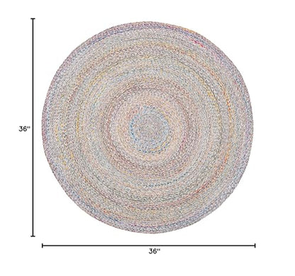 SAFAVIEH Cape Cod Collection Area Rug - 3' Round, Blue & Green, Handmade Braided, Ideal for High Traffic Areas in Living Room, Bedroom (CAP224Y) - color: Blue/Green, size: 3' (Round)