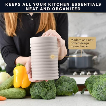 Home Hero Silicone Kitchen Utensils Set - Heat Resistant Non-Scratch Cooking Utensils - Ergonomic Silicone Spatula Set - Dishwasher Safe Kitchen Tools - 26 Piece, Stone - size: 26 Pcs