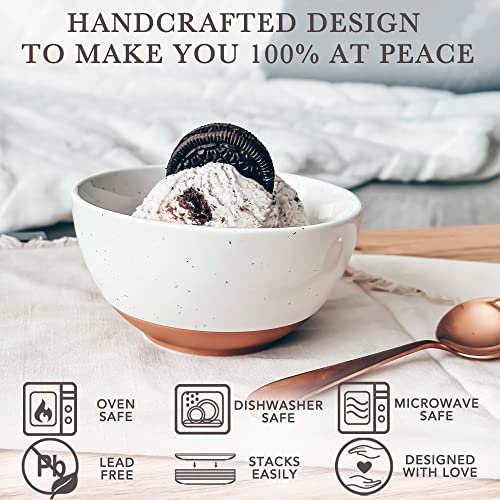 Mora Ceramic Small Dessert Bowls - 16oz, Set of 6 - Microwave, Oven and Dishwasher Safe, For Rice, Ice Cream, Soup, Snacks, Cereal, Chili, Side Dishes etc - Microwavable Kitchen Bowl, Vanilla White - color: Vanilla White