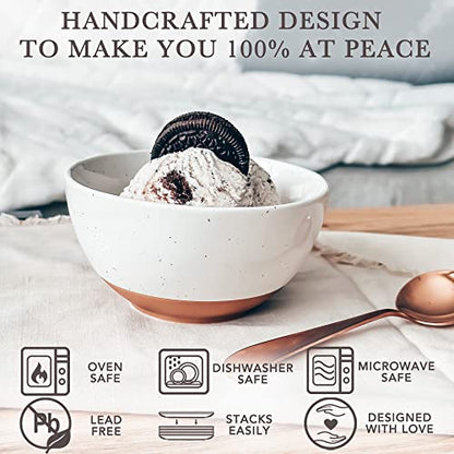 Mora Ceramic Small Dessert Bowls - 16oz, Set of 6 - Microwave, Oven and Dishwasher Safe, For Rice, Ice Cream, Soup, Snacks, Cereal, Chili, Side Dishes etc - Microwavable Kitchen Bowl, Vanilla White - color: Vanilla White