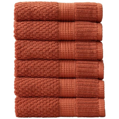 6 Pack 100% Cotton Hand Towels | Clay Towels | Oeko‑TEX Standard 100 | Soft & Absorbent, Quick‑Dry | Trinity Collection - Baked Clay - color: Baked Clay, size: Hand Towels (6 Pack)
