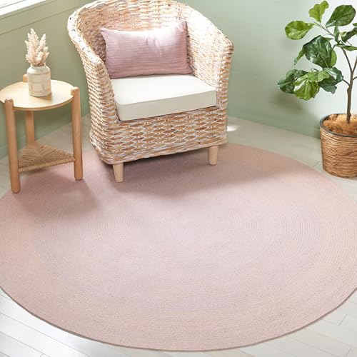 SAFAVIEH Cape Cod Collection Area Rug - 5' Round, Blue & Pink, Handmade Braided Cotton, Ideal for High Traffic Areas in Living Room, Bedroom (CAP242M) - color: Blue/Pink, size: 5' (Round)