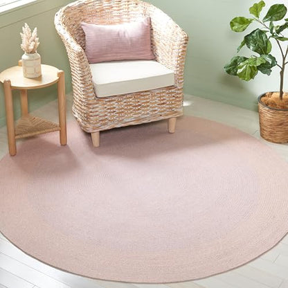SAFAVIEH Cape Cod Collection Area Rug - 7' Round, Blue & Pink, Handmade Braided Cotton, Ideal for High Traffic Areas in Living Room, Bedroom (CAP242M) - color: Blue/Pink, size: 7' (Round)
