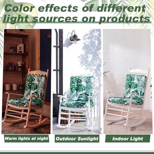 Hoteam 4 Set Outdoor Patio Chair Cushions 20 x 42 in Deep Seat Waterproof Patio Cushions Set for Furniture Replacement Removable Seat and Back (Monstera Deliciosa) - style: Monstera Deliciosa
