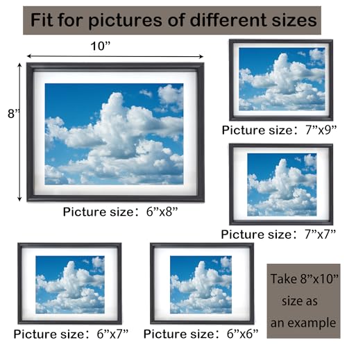 Floating Picture Frame 8X10, Black Aluminum Metal Photo Frame, Real Double Glass Floating Picture Frame with Glass Display Photos, Plant or Petal Specimens