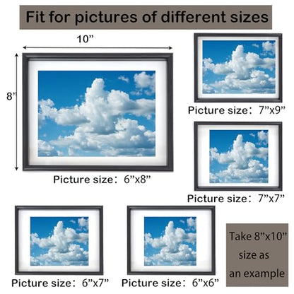 Floating Picture Frame 8X10, Black Aluminum Metal Photo Frame, Real Double Glass Floating Picture Frame with Glass Display Photos, Plant or Petal Specimens