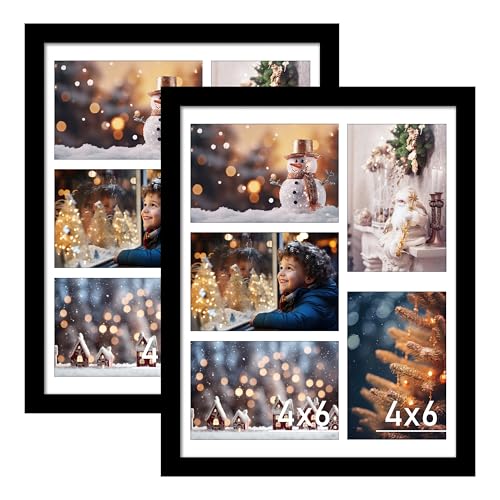 VIOLABBEY 11x14 Collage Picture Frame, 2Pack, Fits Five 4x6 Photos, Black | Fits 11x14 Picture without Mat for Wall or Tabletop, Wall Decor - color: Black, size: 11x14-2Pack