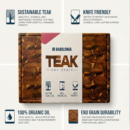Teak Wood Cutting Board for Kitchen, End Grain Extra Thick Butcher Block | 16 x 10 Inch (ExtraThick 1.7") Professional Heavy Duty Hardwood Non Toxic Wooden Chopping Board (Oil & Plate Included) - color: Teak Wood, size: 15.7"L x 10.2"W