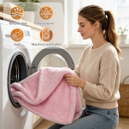 Waterproof Dog Blanket Reversible Fluffy Pet Bed Cover Pink Puppy Blankets Leakproof Sofa Couch Washable Cover Cat Pet Blanket for Warm-M - color: Pink, size: M-100*145cm(40*57in)