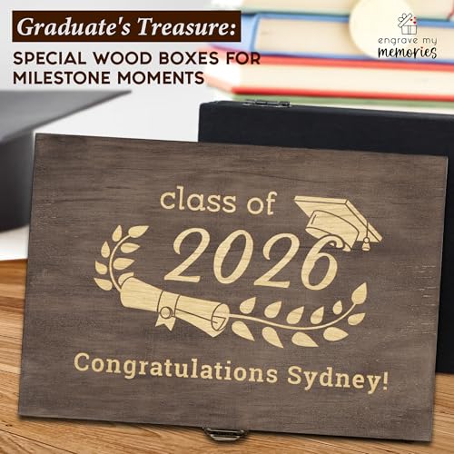 Personalized Graduation Keepsake Box 2026 Custom Engraved Wooden Memory Box High School College Graduates Cap and Gown Storage Boxes - Graduation Gifts -for Him Her - style: 4. Graduation Designs