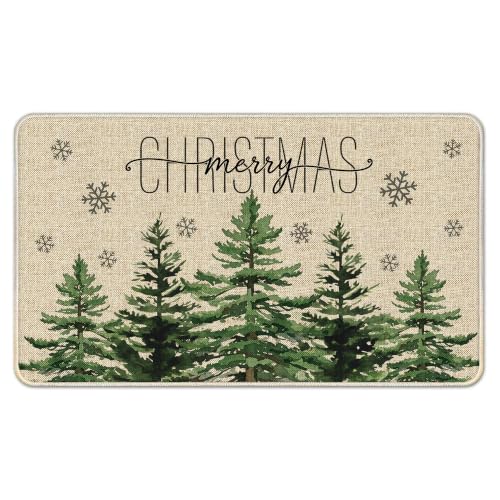 Hexagram Christmas Door Mat 17x29 Inch, Christmas Tree Doormat Outdoor | Green Tree Xmas Welcome Decorative Doormat, Winter Floor Rugs for Indoor Outdoor Porch Decor - color: Christmas Tree Green
