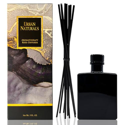 Reed Diffuser Set, Rouge 54 - Bathroom Shelf Décor | Saffron, Jasmine, Amber and Woods, 5 Ounce Sleek Modern Black Rectangular Glass Bottle, Made in the USA - color: Rouge '54