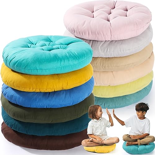 Fumete 12 Pcs Round Floor Pillows Cushions Seating 16 x 16 Inches Floor Round Cushions for Kids Toddlers Flexible Reading Chair Pillows for Classroom Home School Playing Supplies(Vivid Color) - color: Vivid Color