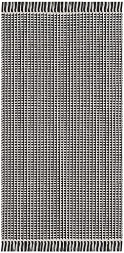 SAFAVIEH Montauk Collection Accent Rug - 2'3" x 4', Ivory & Black, Handmade Flat Weave Boho Farmhouse Cotton Tassel Fringe, Ideal for High Traffic Areas in Entryway, Living Room, Bedroom (MTK340D) - color: Ivory/Black, size: 2'3" x 4' (Rectangular)