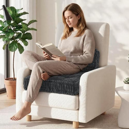 idee-home Recliner Cushions with Lumbar Support Pillow Set for Elderly | 20x20x5 Inch Recliner Seat Cushion Tufted, Large Square Seat Cushion Non-Slip Reduce Hip & Lumbar Pain - color: Grey Seat&lumbar