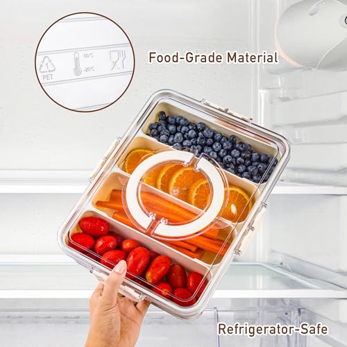 Bandesun Divided Serving Tray with Lid and Handle - Snackle Box Charcuterie Container for Portable Snack Platters - Clear Organizer for Candy, Fruits, Nuts, Snacks,4-Grid - style: compartments Long 4pcs